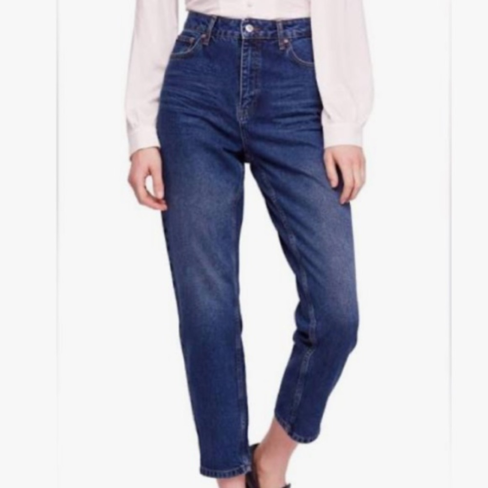 We The Free Women 24 Blue Medium Wash Denim High Rise Ankle Mom Jeans